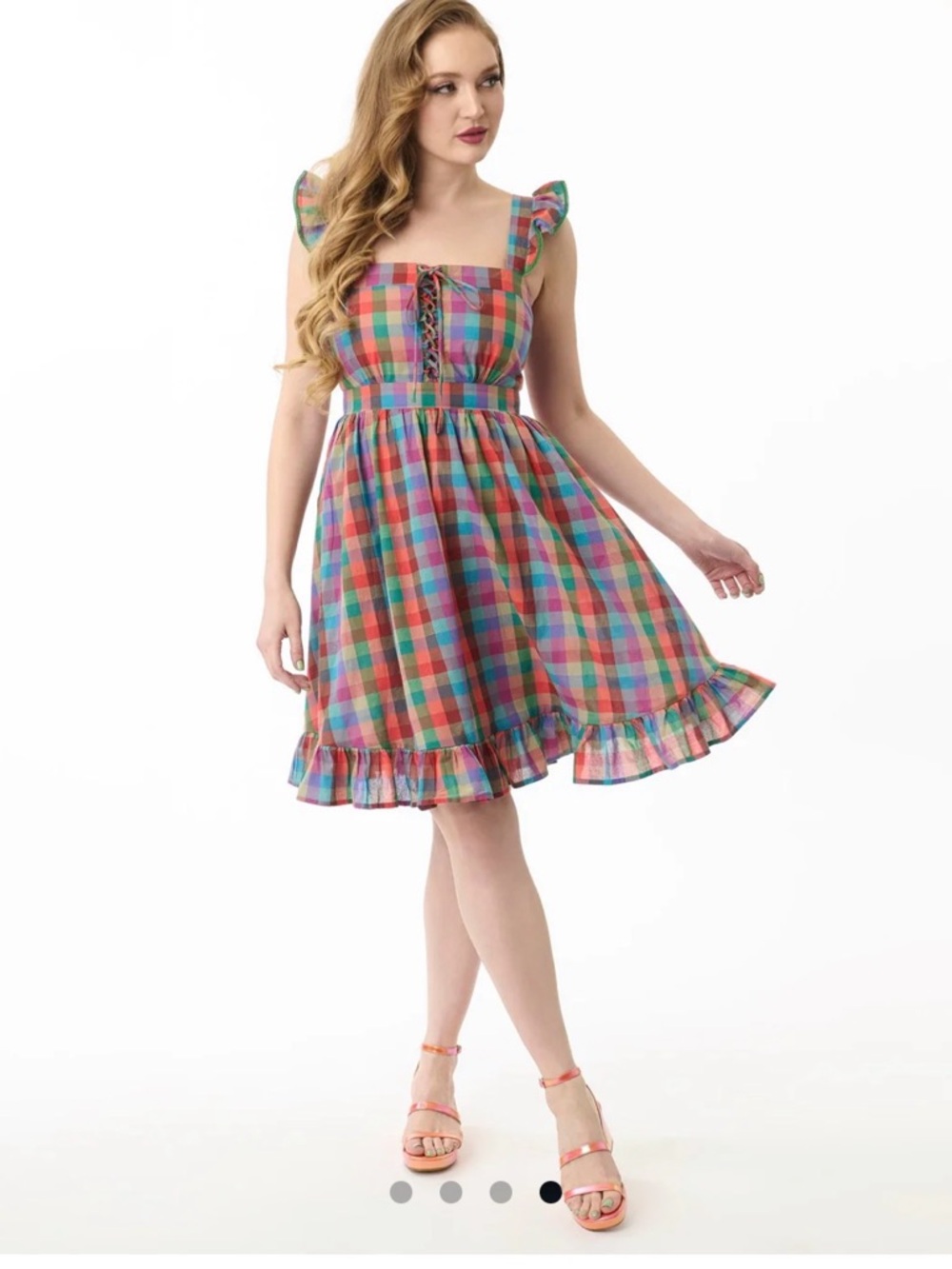 Smak Parlour Rainbow Plaid Corset Fit & Flare Dress